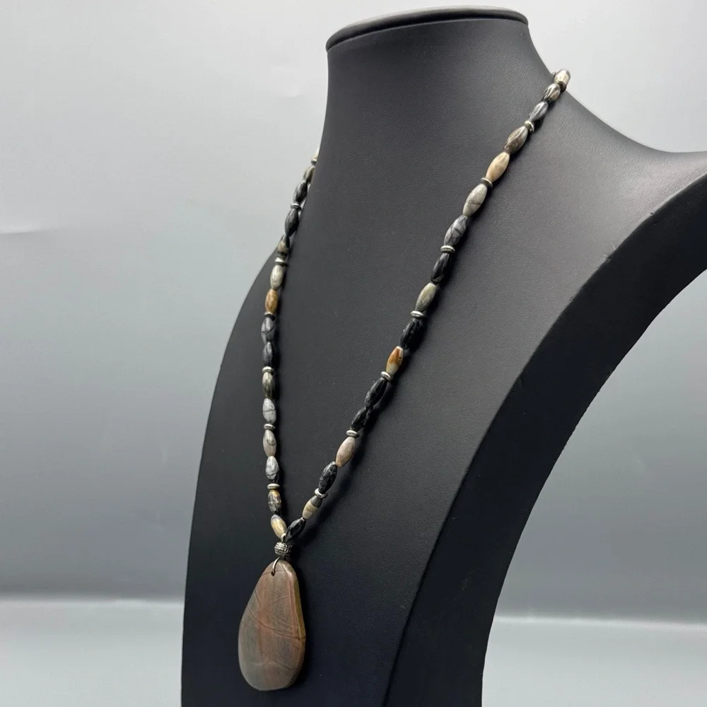 Stone and Sterling Pendant Necklace - Picture 3 of 3